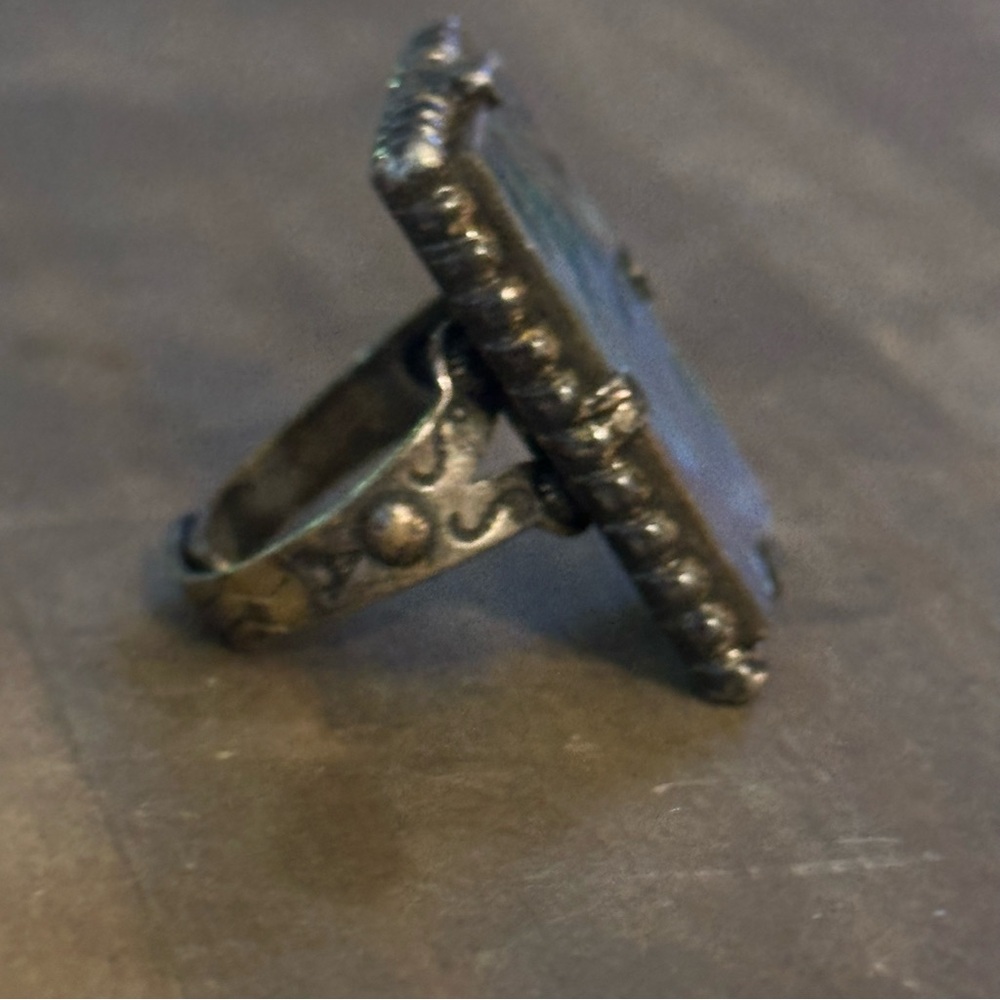 Vintage Rectangular Abalone Adjustable Ring - image 7